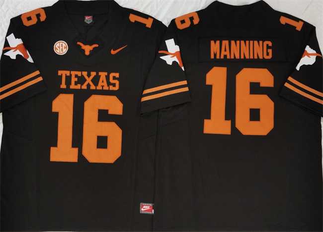 Men%27s Texas Longhorns #16 Peyton Manning Black F.U.S.E Stitched Jersey